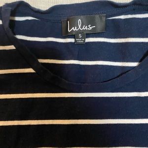 Lulus blue and white striped cotton casual dress. Small.